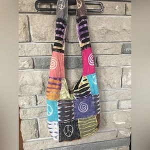 Rising International Boho Hippy Peace Sign Patchwork Bag